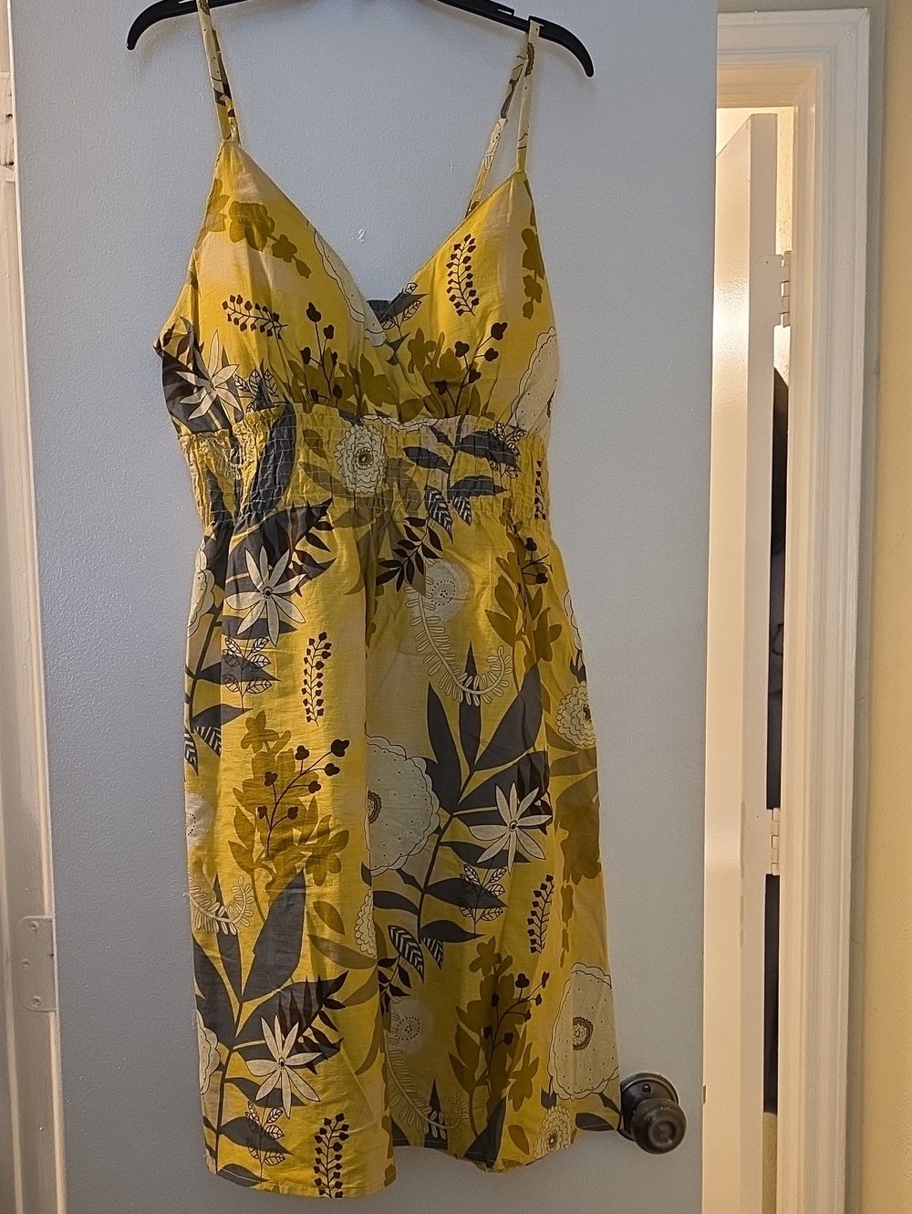 She's Cool Yellow Floral Spaghetti-Strap Mini Dress